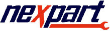 Nexpart logo in black text with the letter X in red and a red wrench underneath the words.